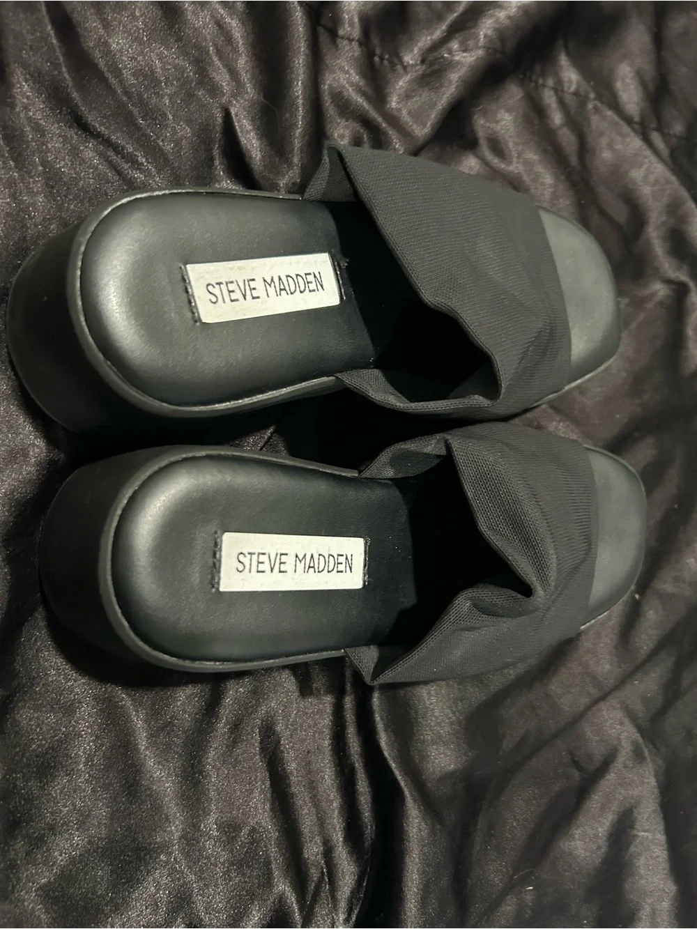 Steve Madden Black Fabric Wide-Band Slide Mules